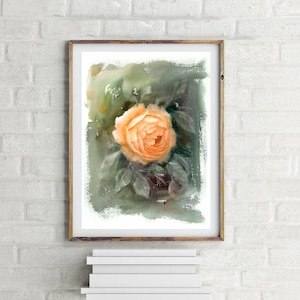 Original Rose Watercolor Painting: Handmade Orange Floral Wall Art (9x12 inches)