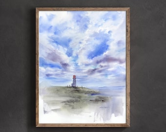 Original Landscape Watercolor Painting: Handmade Sky Wall Art, The Sky Above, 16x20"