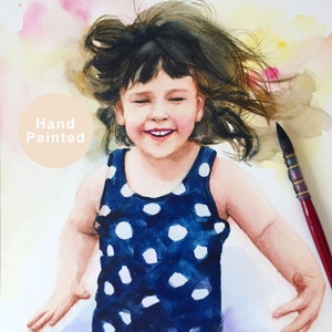 Art Commission Watercolor Family Painting From Photo, Custom family portrait, Original Artwork, Personalized Gift For Dad