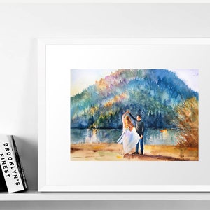 Custom Watercolor Couple Painting From Photo Original Artwork Personalized Wedding Anniversary Gift Art Commission image 8