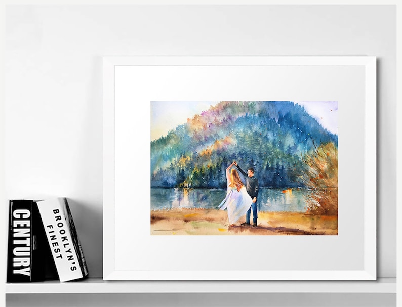 Custom Watercolor Couple Painting From Photo Original Artwork Personalized Wedding Anniversary Gift Art Commission image 8