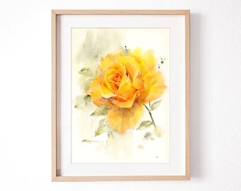 Original Yellow Roses Watercolor Painting, Handmade Botanical Painting, Home Decor Wall Art, House warming gift