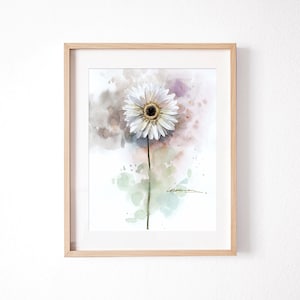 Oryginalny obraz akwarelowy Daisy: Botaniczna sztuka ścienna