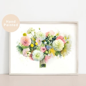 Real Watercolor Wedding Bouquet Painting, Preserved Bridal Bouquet Art, Personalized Wedding Anniversary Gift, Art Commission