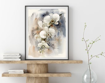 Original Abstract Orchid Watercolor Painting, Handmade Flowers Painting, Botanical Painting, Wall Art, Home decor, House gift