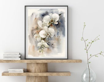 蘭の絵画 - オリジナルの水彩画からのプリント、「蘭」、植物、水彩画