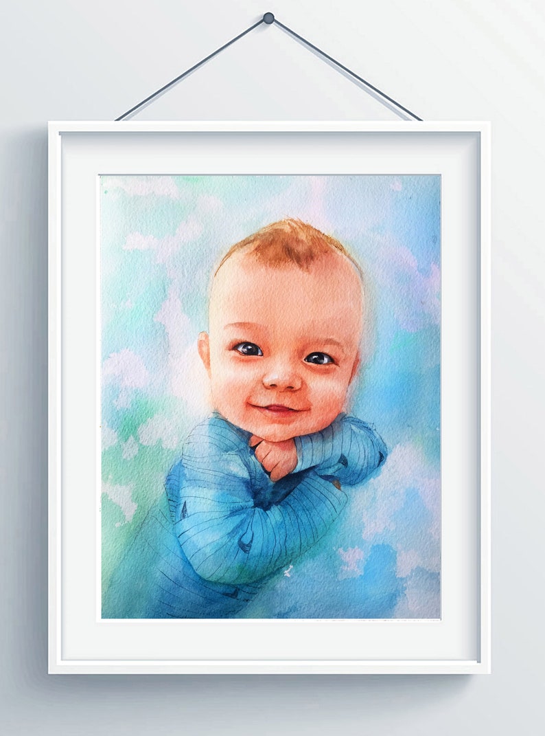 Art Commission Watercolor Family Painting From Photo, Custom family portrait, Original Artwork, Personalized Gift For Mum image 3