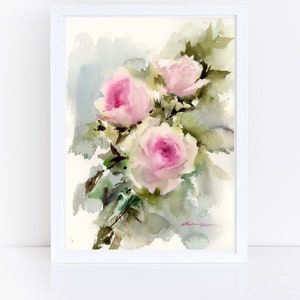 Original Artwork Roses Watercolor Painting | Abstract Flower Wall Art | Botanical painting | Home decor | House warming gift