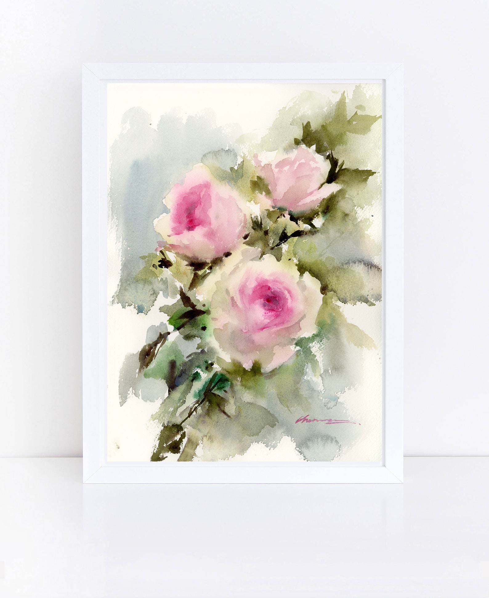 バラ 1012 絵画 原画 植物 花 水彩 抽象 【公式通販】
