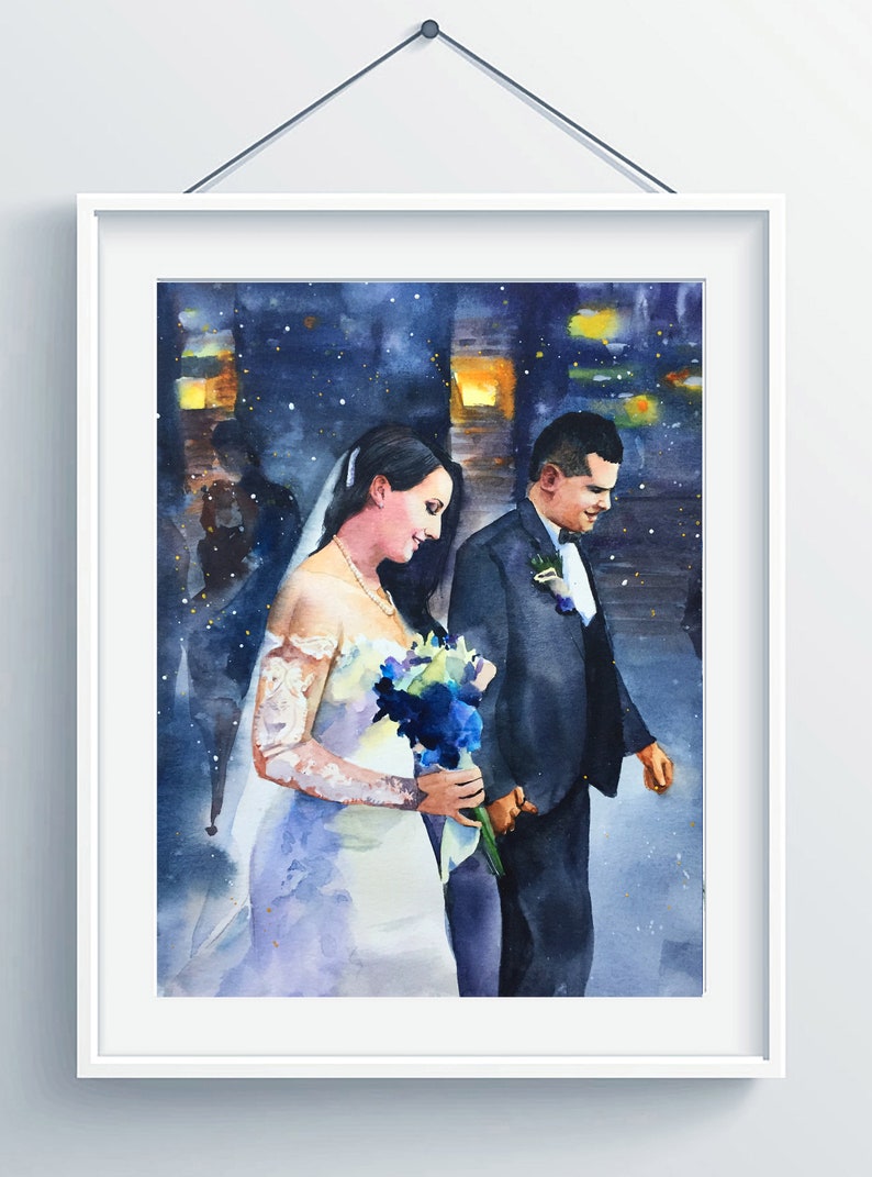 Custom Watercolor Couple Painting From Photo Original Artwork Personalized Wedding Anniversary Gift Art Commission image 10