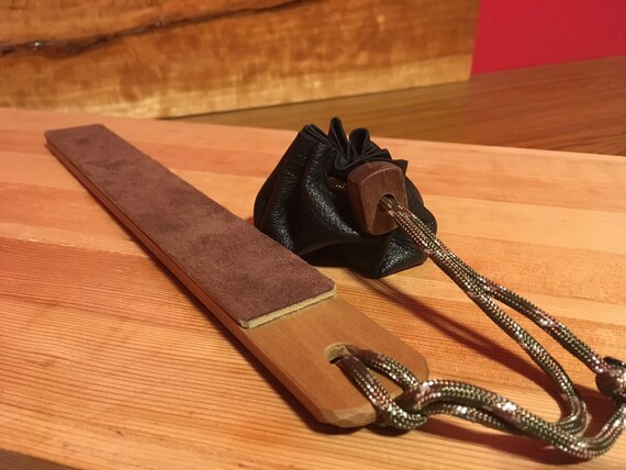 Bushcraft handmade leather and oak strop 