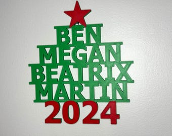 Family Name Christmas Tree Sign, Custom Nameplate for Holiday Decoration Hanging