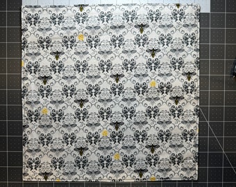 Killer Bees Pocket Square, Large 11in, Hank with Black Cotton Backing