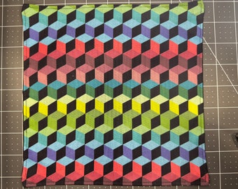 Kubismus-Einstecktuch, klein, 20 cm, Hank mit schwarzer Baumwollrückseite