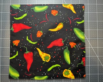 Pepper Variety Einstecktuch, klein 8 Zoll, Hank mit schwarzer Baumwollrückseite