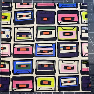 Cassettes Pocket Square, Small 8in, Hank with Black Cotton Backing