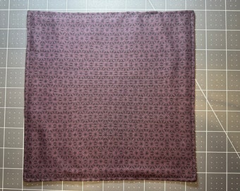 Purple Points Pocket Square, Small 8in, Hank with Black Cotton Backing