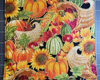 Cornucopia Pocket Square, Small 8in, Hank with Black Cotton Backing