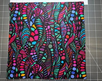 Color Blocks Pocket Square, Large 11in, Hank with Black Cotton Backing