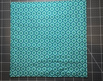 Blue Wallpaper Pocket Square, Small 8in, Hank with Black Cotton Backing