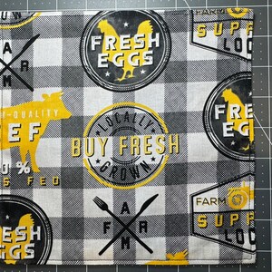Farm Fresh Pocket Square, Small 8in, Hank with Black Cotton Backing