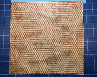 Yellow Honeycomb Pocket Square, Large 11in, Hank with Black Cotton Backing