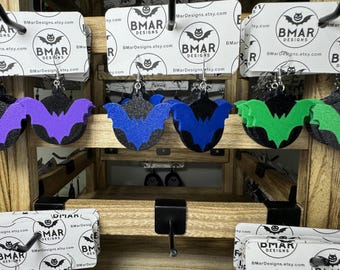 Bat Earrings, Flying Bats for Halloween or Fall