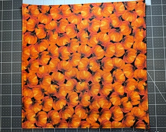 Pumpkins Pocket Square, Large 11in, Hank with Black Cotton Backing