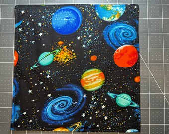 Galaxy Pocket Square, Small 8in, Hank with Black Cotton Backing