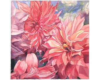 Dahlia Floral Watercolor Print