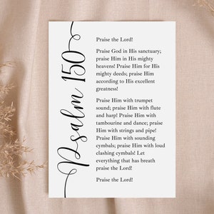 Psalm 150 (Praise the Lord) Digital Print, Christian Wall Art, Printable Scripture, Bible Verse
