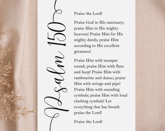 Psalm 150 (Praise the Lord) Digital Print, Christian Wall Art, Printable Scripture, Bible Verse