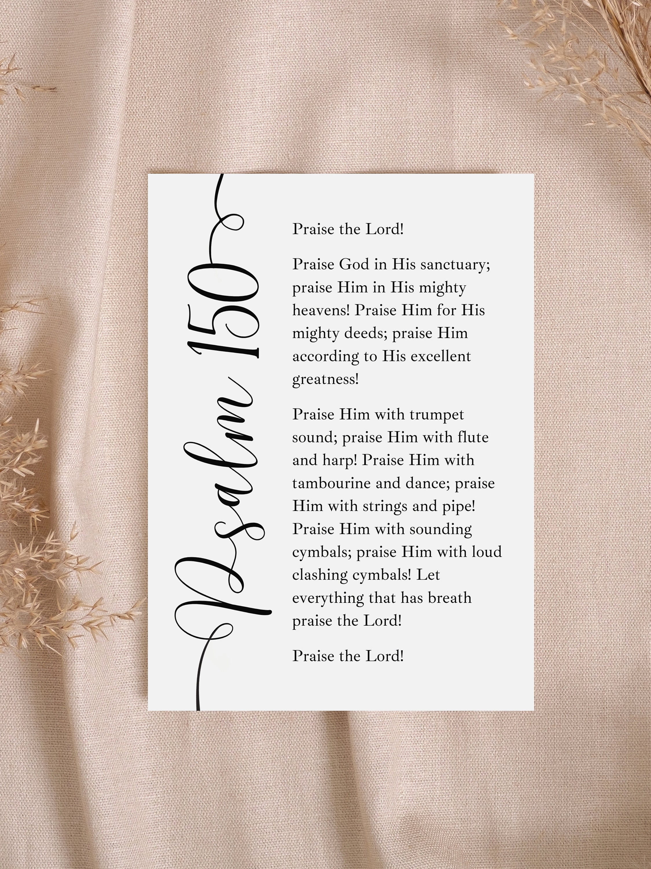 Psalm 150 (praise the Lord) Digital Print, Christian Wall Art