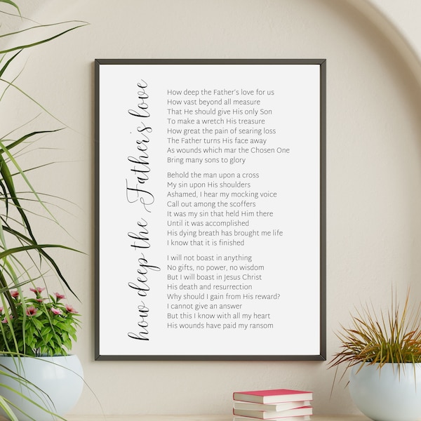 How Deep the Father's Love Digital Print, Christian Wall Art, Printable Hymn