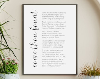 Come Thou Fount of Every Blessing Digital Print, Christian Wall Art, Printable Hymn