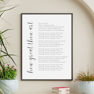 How Great Thou Art Digital Print, Christian Wall Art, Printable Hymn