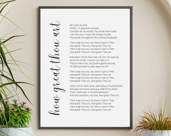 How Great Thou Art Digital Print, Christian Wall Art, Printable Hymn