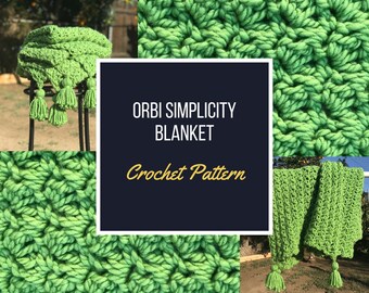 Orbi Simplicity Blanket Crochet Pattern - Easy Beginner Crochet Pattern - Quick, Simple, Chunky Texture Throw PDF Tutorial