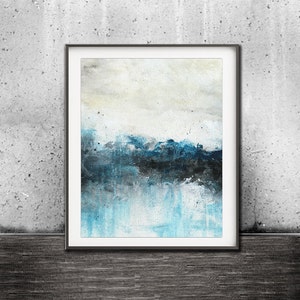 Printable art digital print download abstract landscape print painting blue art wall decor modern design poster contemporary artwork horizon image 1