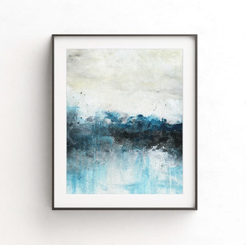 Printable art digital print download abstract landscape print painting blue art wall decor modern design poster contemporary artwork horizon image 2