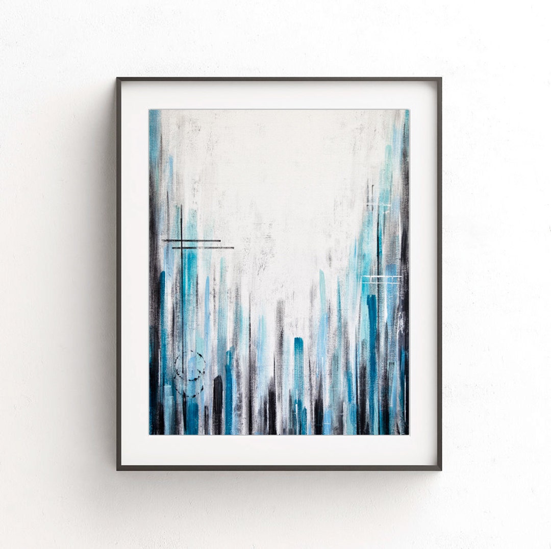 Minimalist Print Digital Download Printable Art Blue Lines Modern Art ...