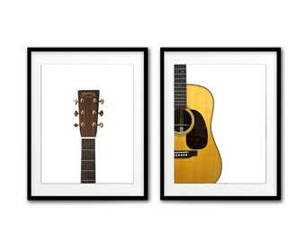 Set of 2 digital prints Martin acoustic guitar printable art instant download diptych digital prints sharp photos perfect music gift