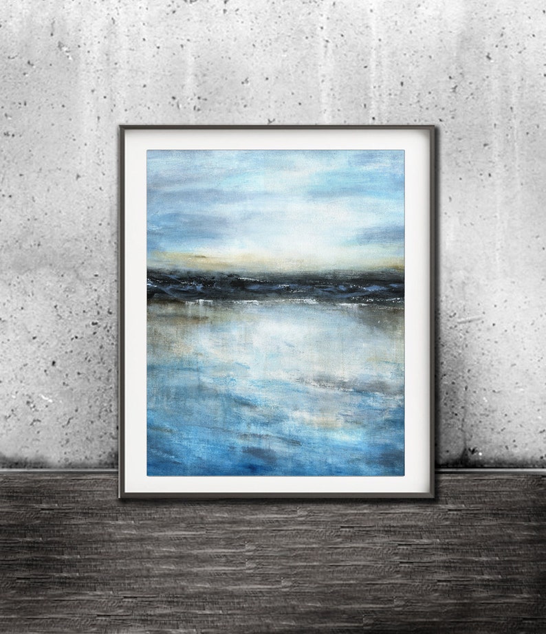 Blue print digital download printable art digital print abstract landscape print art painting wall decor seascape modern design artwork image 1