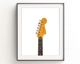 Fender jazzmaster electric guitar print headstock instant download printable art musician gift guitarist music room art