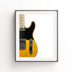 Telecaster butterscotch electric guitar digital print wall art instant download printable musician gift guitarist music room poster