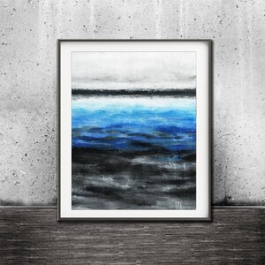 Instant download printable art wall decor art blue abstract print landscape painting art line modern interior design artwork  home decor
