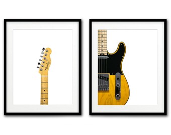 Set of 2 digital prints Fender telecaster butterscotch blonde guitar printable art instant download diptych digital prints photos music