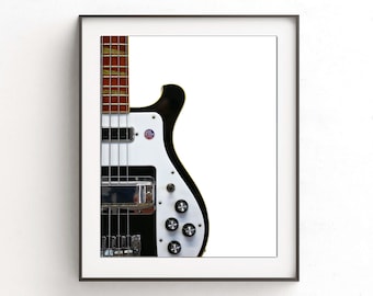 Rickenbacker electric bass guitar print instant download printable artwork guitarist gift music room black white bass home decor