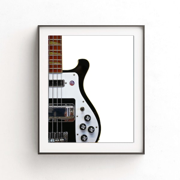 Rickenbacker electric bass guitar print instant download printable artwork guitarist gift music room black white bass home decor