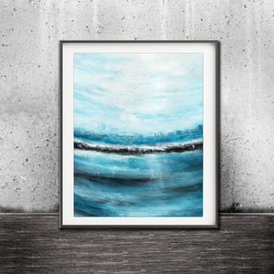 Instant download printable art print blue white modern painting waves oceans wall decor abstract art modern artwork home decor